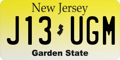 NJ license plate J13UGM