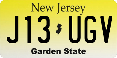 NJ license plate J13UGV
