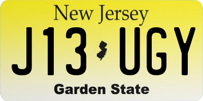 NJ license plate J13UGY