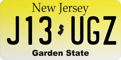 NJ license plate J13UGZ