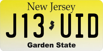 NJ license plate J13UID