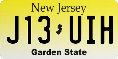 NJ license plate J13UIH