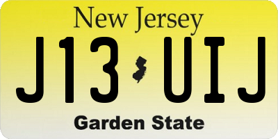 NJ license plate J13UIJ