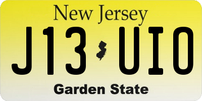 NJ license plate J13UIO