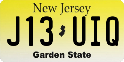 NJ license plate J13UIQ