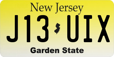 NJ license plate J13UIX