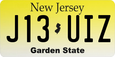 NJ license plate J13UIZ