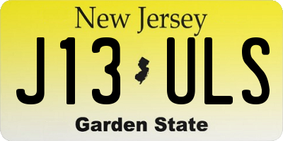NJ license plate J13ULS
