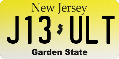 NJ license plate J13ULT