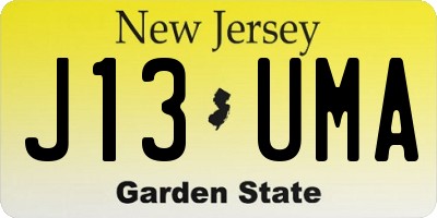 NJ license plate J13UMA