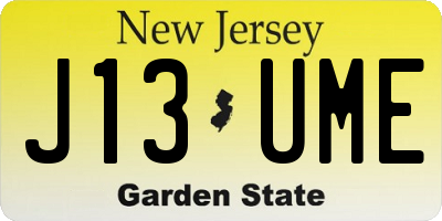 NJ license plate J13UME