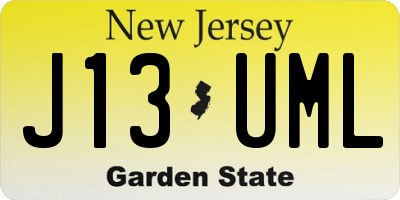 NJ license plate J13UML