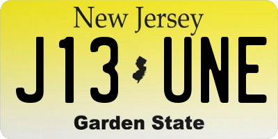 NJ license plate J13UNE