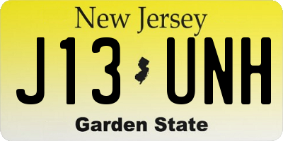 NJ license plate J13UNH