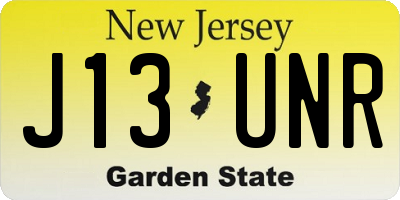 NJ license plate J13UNR
