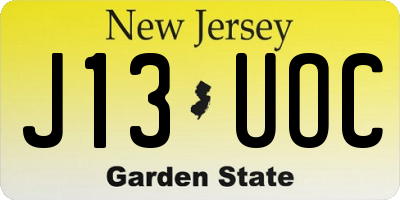 NJ license plate J13UOC