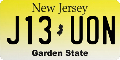 NJ license plate J13UON