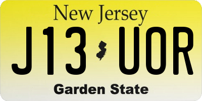 NJ license plate J13UOR