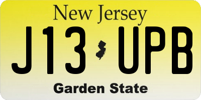 NJ license plate J13UPB