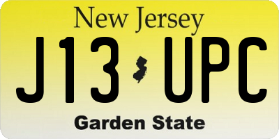 NJ license plate J13UPC