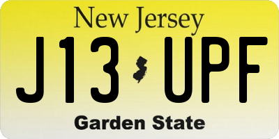 NJ license plate J13UPF