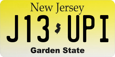 NJ license plate J13UPI