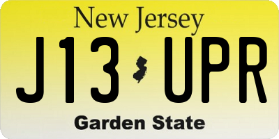 NJ license plate J13UPR
