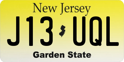 NJ license plate J13UQL