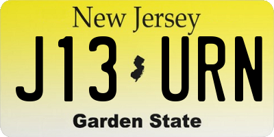 NJ license plate J13URN