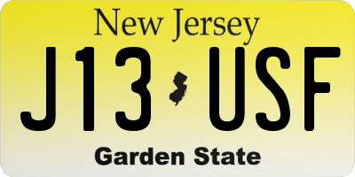 NJ license plate J13USF
