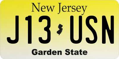 NJ license plate J13USN