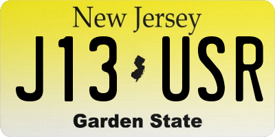 NJ license plate J13USR