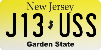 NJ license plate J13USS