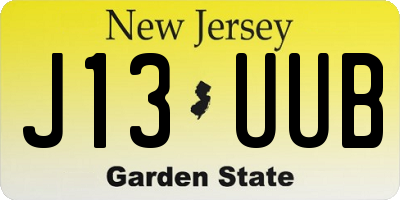 NJ license plate J13UUB