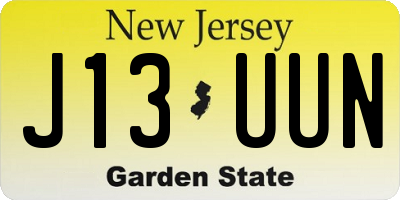 NJ license plate J13UUN