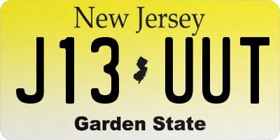 NJ license plate J13UUT