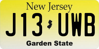 NJ license plate J13UWB