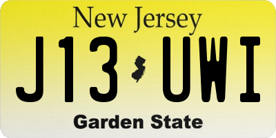 NJ license plate J13UWI