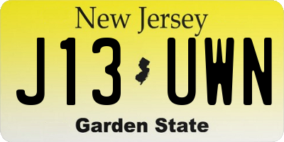 NJ license plate J13UWN