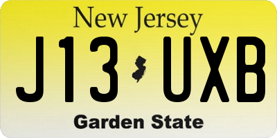 NJ license plate J13UXB