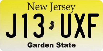 NJ license plate J13UXF