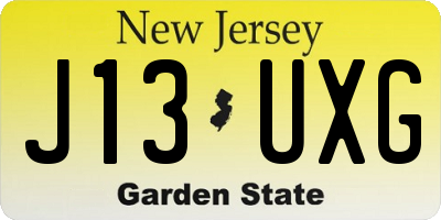 NJ license plate J13UXG