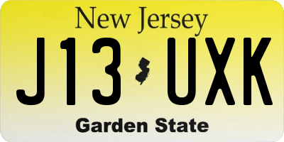 NJ license plate J13UXK