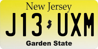 NJ license plate J13UXM