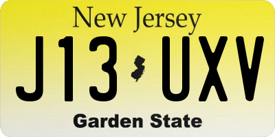 NJ license plate J13UXV