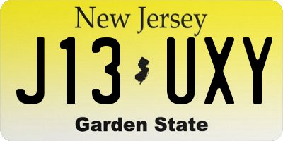 NJ license plate J13UXY