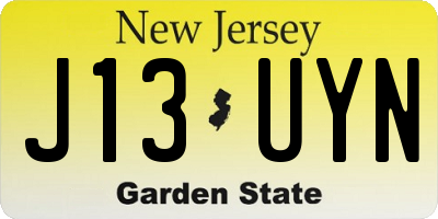 NJ license plate J13UYN