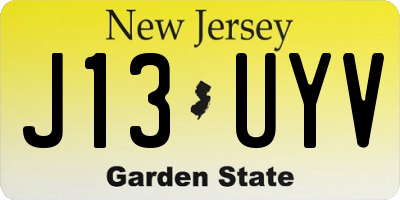 NJ license plate J13UYV