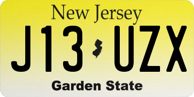 NJ license plate J13UZX