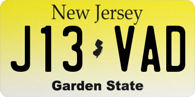 NJ license plate J13VAD
